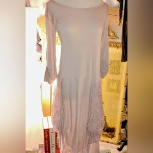 Tempo Paris Dusty Rose Pink Layered Crochet Dress. Size Small/Medium.